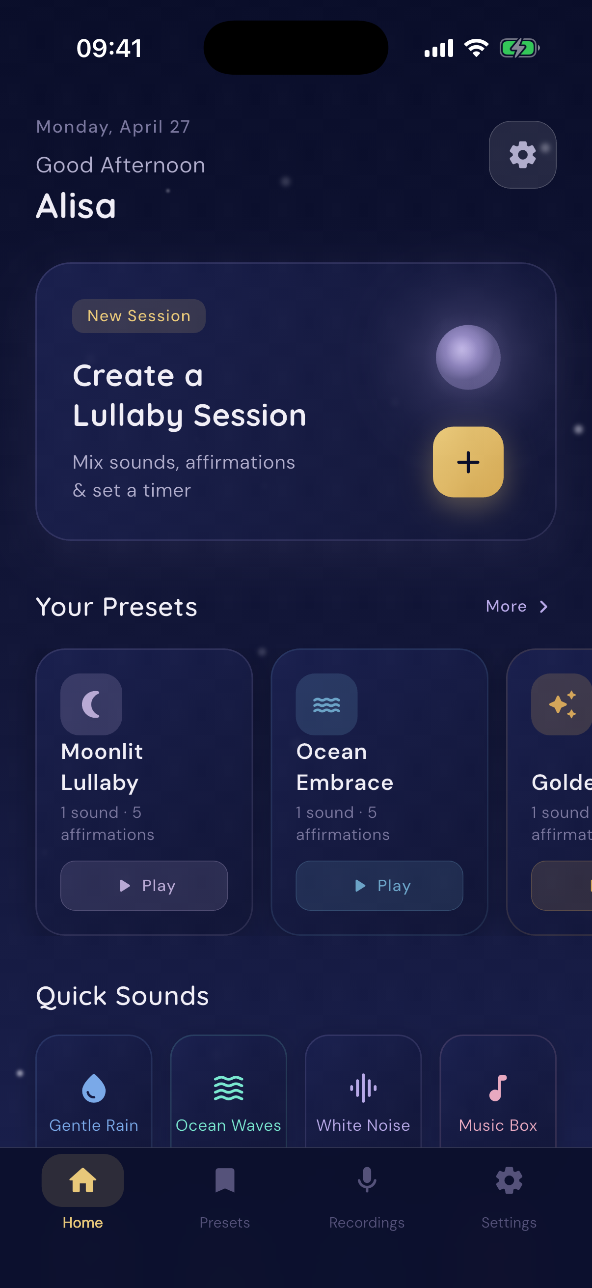 Lullaby Whispers App Screenshot